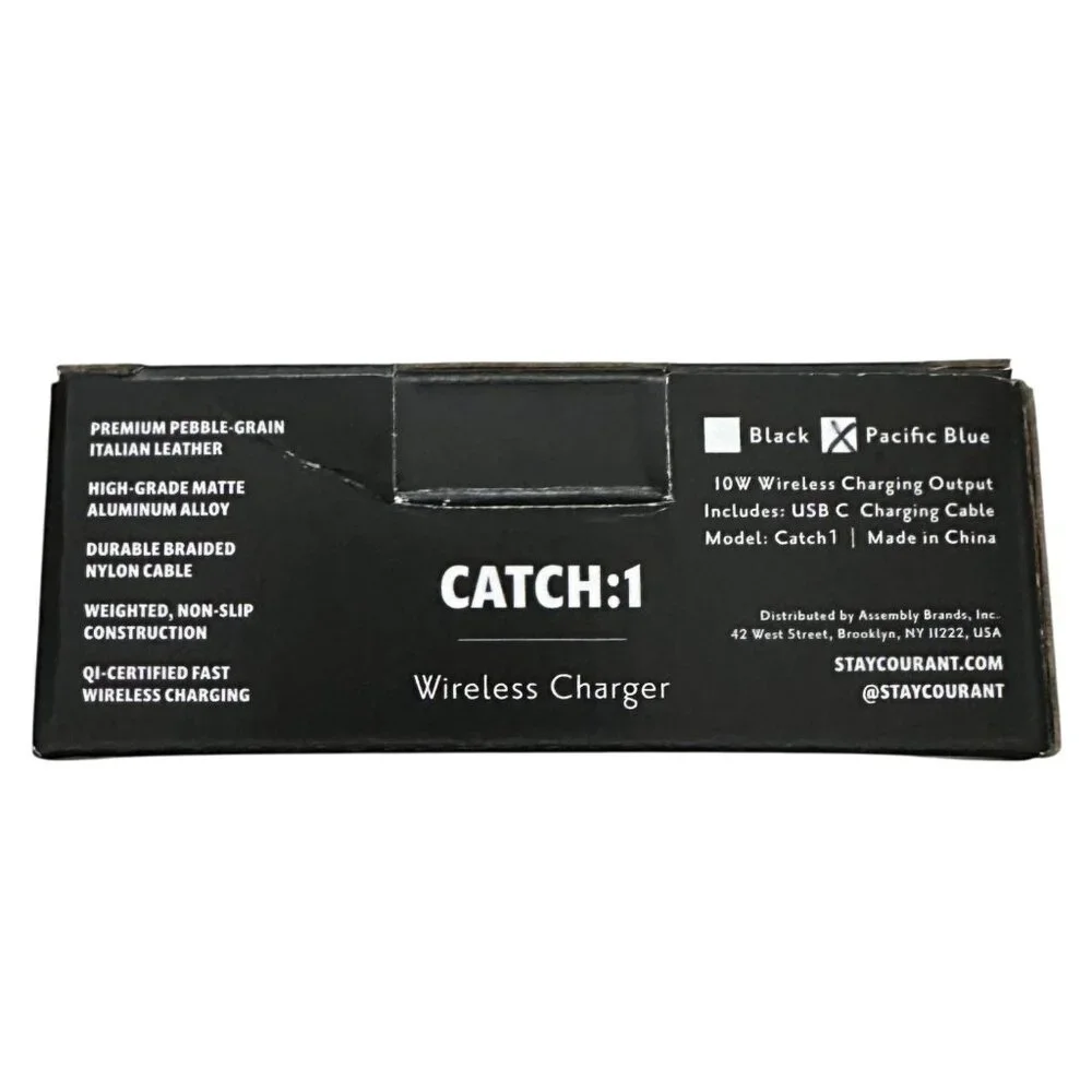 Courant Catch 1 Wireless Charger Pacific Blue Premium Pebble Italian Leather
